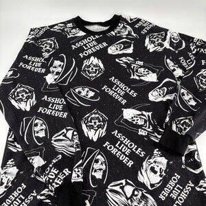 A**holes Live Forever Grim Reaper Long Sleeve T-shirt Black Size Large Skull